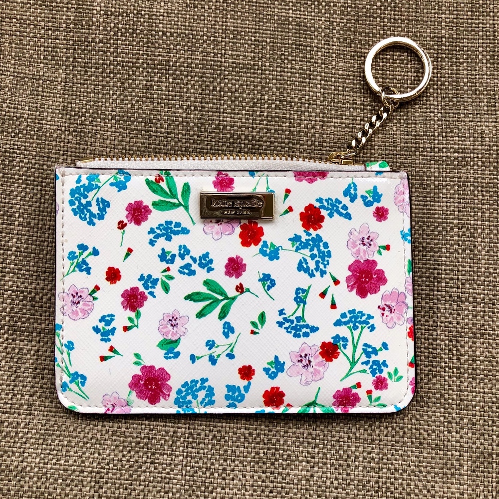 Kate Spade floral keychain wallet coin card holder